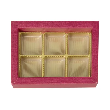 Confezione di cioccolato rosa per 6 cioccolatini per regali nobili