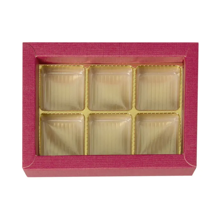 Confezione di cioccolato rosa per 6 cioccolatini per regali nobili