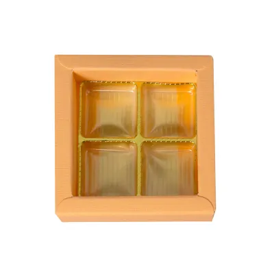 Emballage orange pour 4 pralines pour cadeaux raffinés