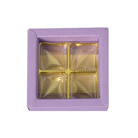 Emballage pour 4 chocolats Violet pour cadeaux raffinés