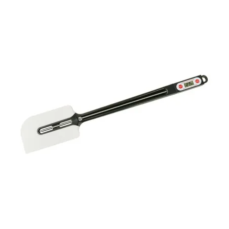 Dough scraper with large thermometer for stirring and measuring