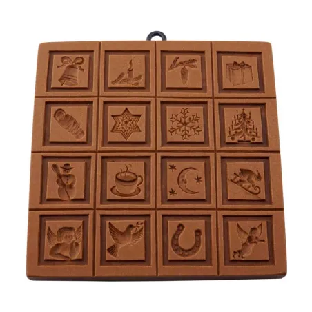 Modèle Springerle petits motifs d'hiver 106 x 106 mm pour Tirggel