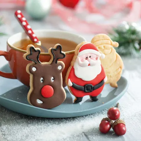 Embossing & cookie cutter set reindeer and Santa Claus, 2-piece
