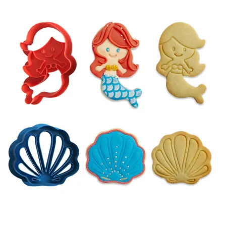 Embossing & cookie cutter set mermaid and shell, 2-piece