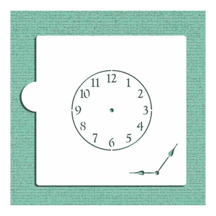 Stencil clock with clock hands for timeless decorations