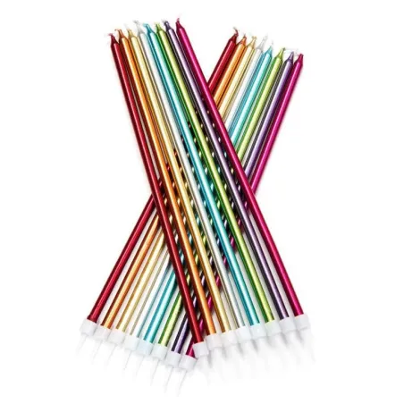 Candeline arcobaleno extra lunghe, 16 pezzi per torte di compleanno eleganti