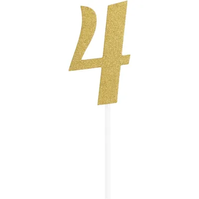 Cake Topper Zahl 4, Gold