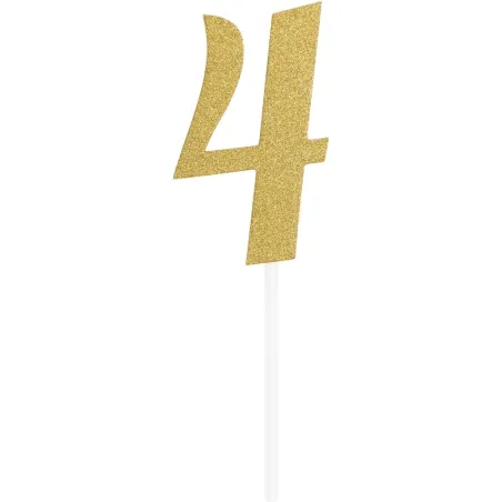 Cake Topper chiffre 4, or