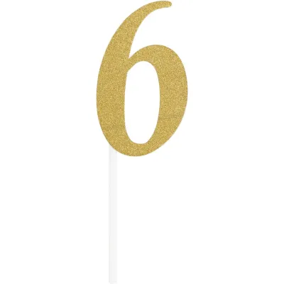 Cake Topper Zahl 6, Gold