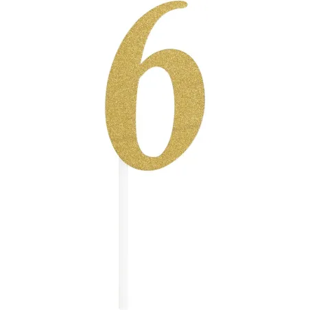 Cake Topper nombre 6, or