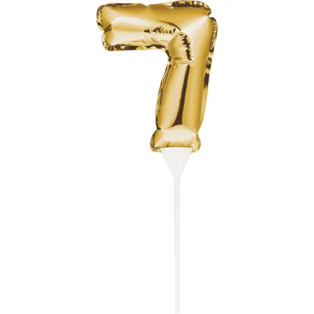Mini cake topper a palloncino numero 7 oro