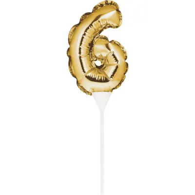 Mini Ballon Cake Topper Zahl 6 Gold
