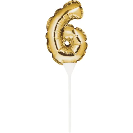 Mini ballons cake topper nombre 6 or