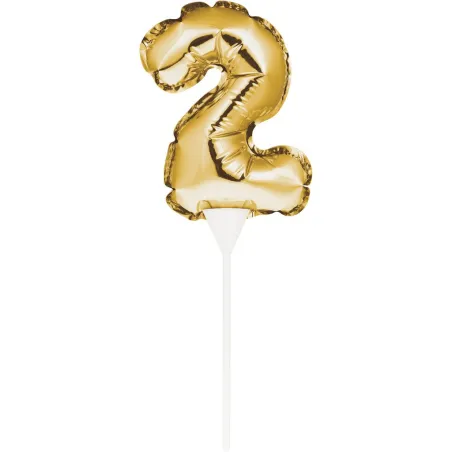 Mini ballons cake topper chiffre 2 or