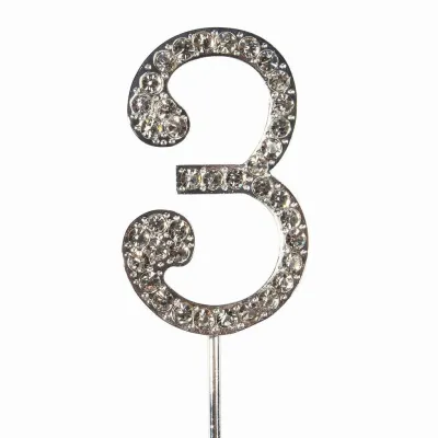 Cake Topper Zahl 3 Diamantoptik