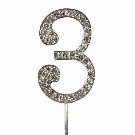 Cake Topper chiffre 3 aspect diamant