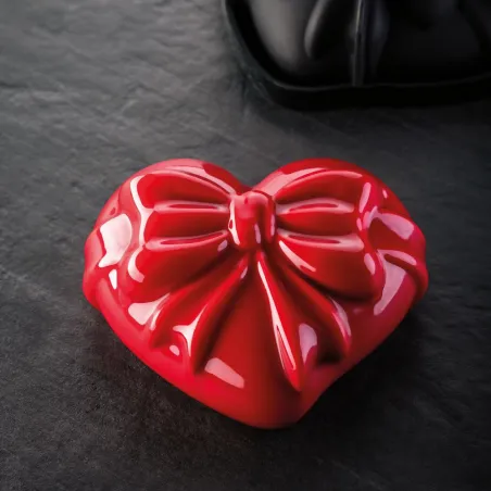 Silicone mold heart with bow is perfect for small cakes, pies or dessert dreams