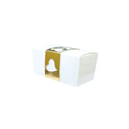 Boîte de chocolats blanche et or 2 pièces pour cadeaux raffinés