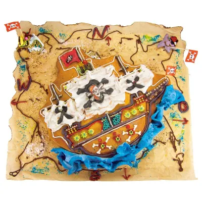 Baking pan pirate ship