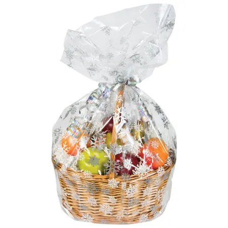 Transparent bag gift basket snowflakes