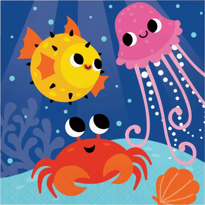 Serviettes Fête sous-marine, 16 pièces