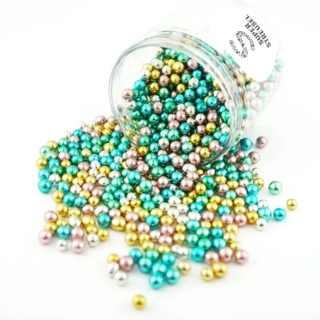 Super Streusel Mini Crunchy Balls Colorful Metallic, 160 g
