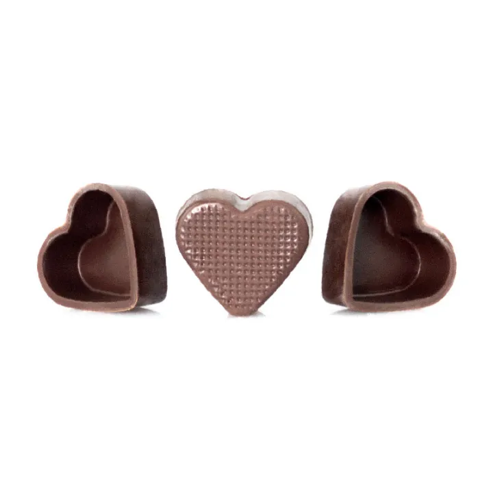 Praline shells heart, dark, 56 pieces for fine chocolates