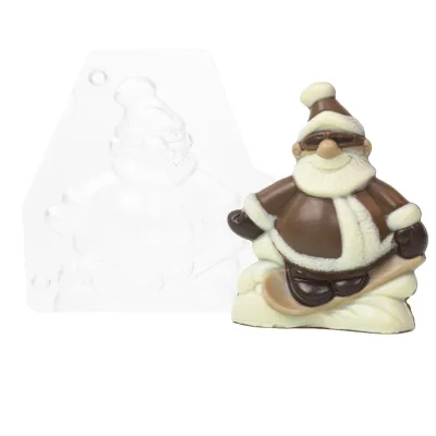Stampo per cioccolato Babbo Natale sullo snowboard per dolci figure di cioccolato