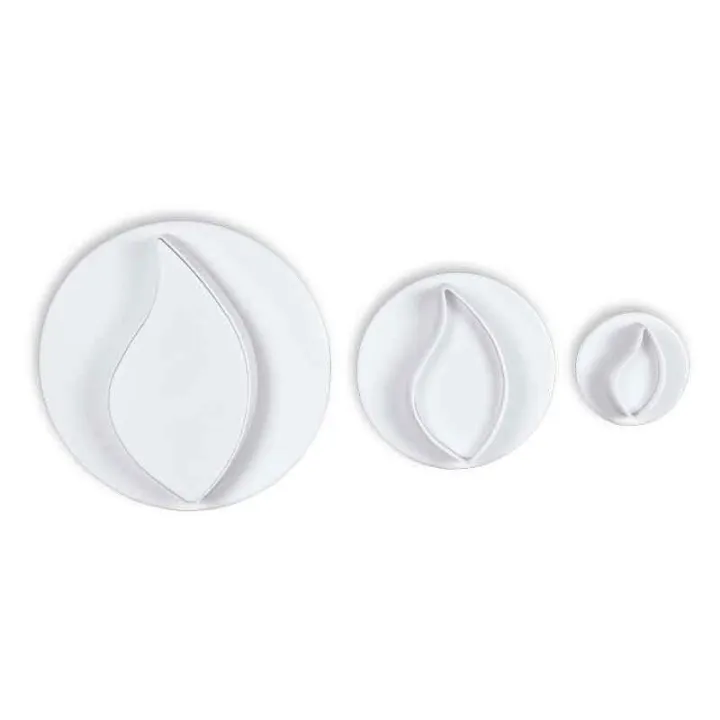 Set d'emporte-pièces Feuilles courbes, 3 pièces pour de superbes décorations en fondant
