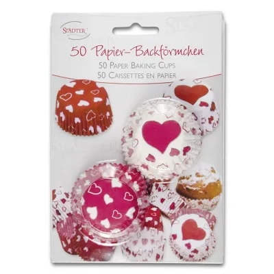 Mini Cupcake Förmchen Herzen, 50 Stück