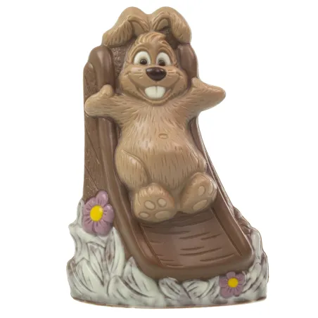 Chocolate mold bunny on a slide for sweet chocolate figures