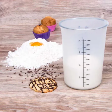 Silicone measuring cup 1 liter for measuring, pureeing and baking
