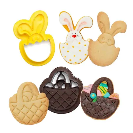 Easter basket and bunny in an egg cookie cutter set