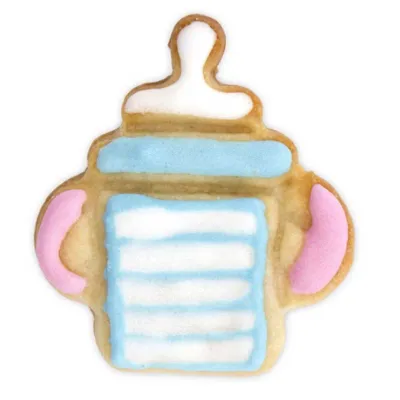 Cookie cutter with baby bottle ejector for beautifully decorated biscuits