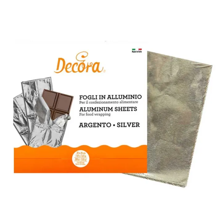 Foglio di alluminio per tavolette di cioccolato argento 150 pezzi