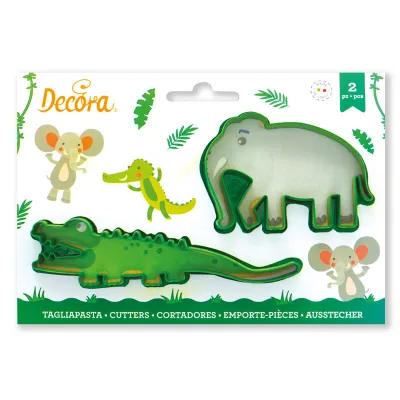 Emporte-pièce éléphant et crocodile 2 pièces