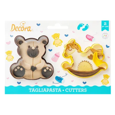 Ausstecher Teddy und Schaukelpferd 2-teilig