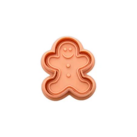 Cookie cutter with gingerbread man ejector for beautifully decorated biscuits