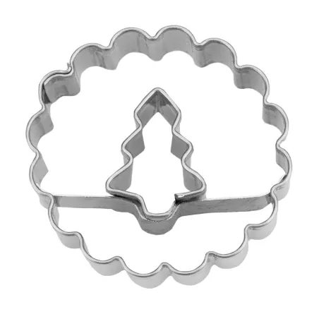 Christmas tree cookie cutter curled in a ring