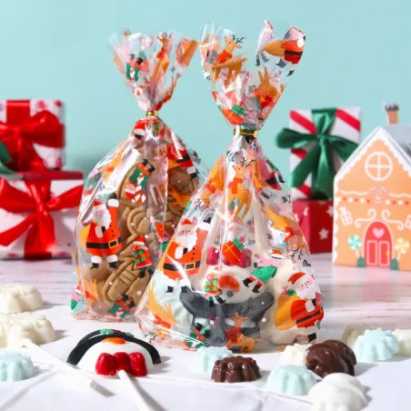 Transparent bags Santa Claus and elves, 20 pieces