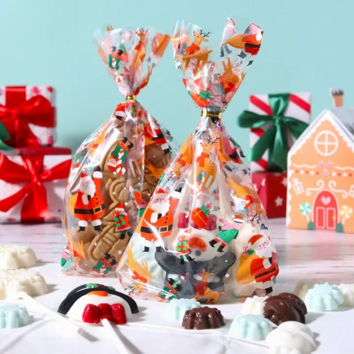 Sachets transparents Père Noël et elfes, 20 pièces