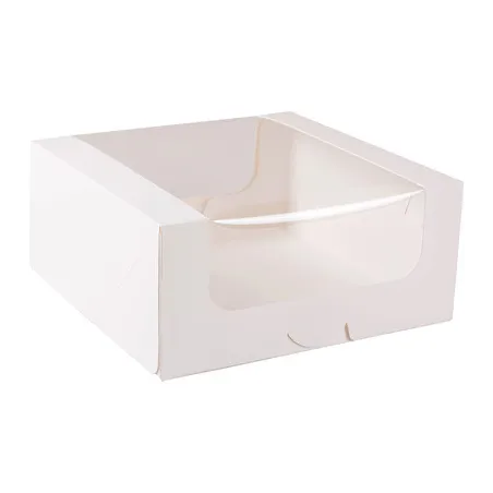 Cake box with window white 20 x 20 x 9 cm