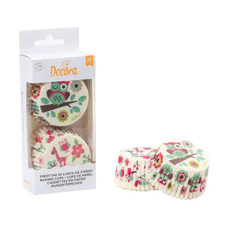 Pirottini per cupcake gufo e giraffa, 36 pezzi