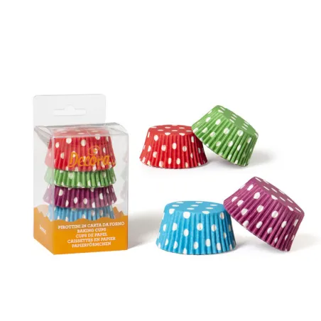 Moules à cupcakes à pois multicolores, 75 pièces