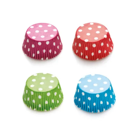 Moules à cupcakes à pois multicolores, 75 pièces