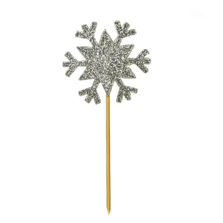 Cupcakes topper snowflake, 12 pieces