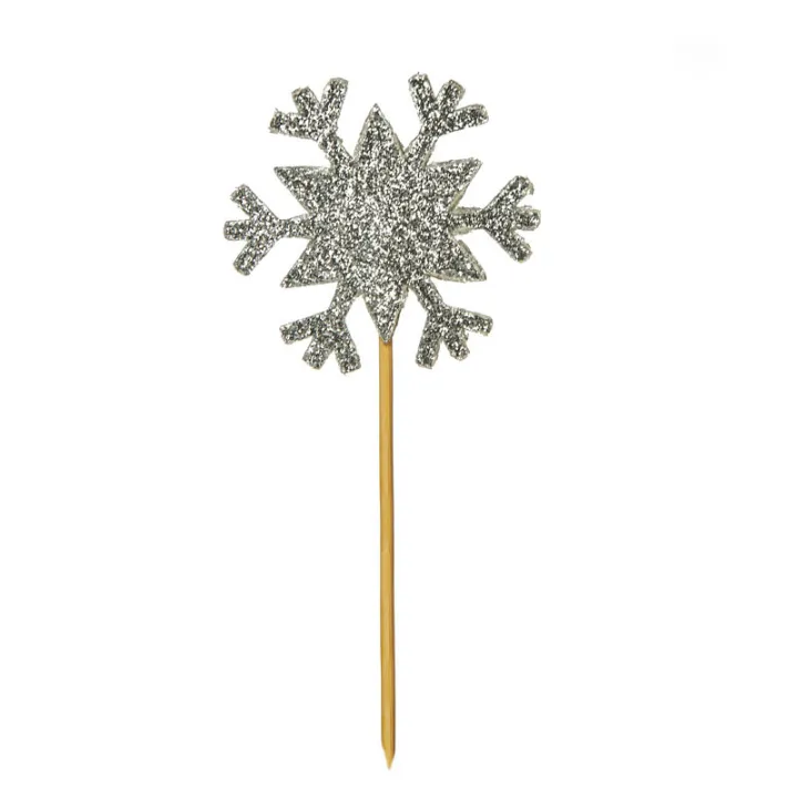 Cupcakes topper snowflake, 12 pieces