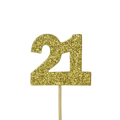 Cupcakes Topper Zahl 21 Gold, 12 Stück