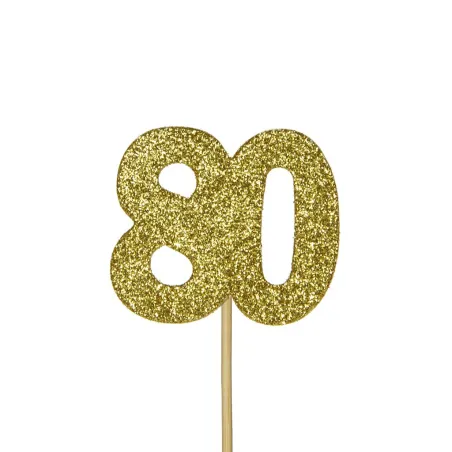 Cupcakes Topper Numero 80 Oro, 12 pezzi