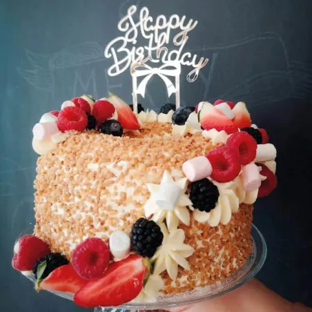 Cake Topper Happy Birthday effetto specchio